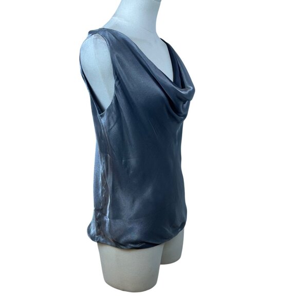 Dusan Womens Gray 100% Silk Sleeveless Draped Neck Blouse Size L - Picture 2 of 6
